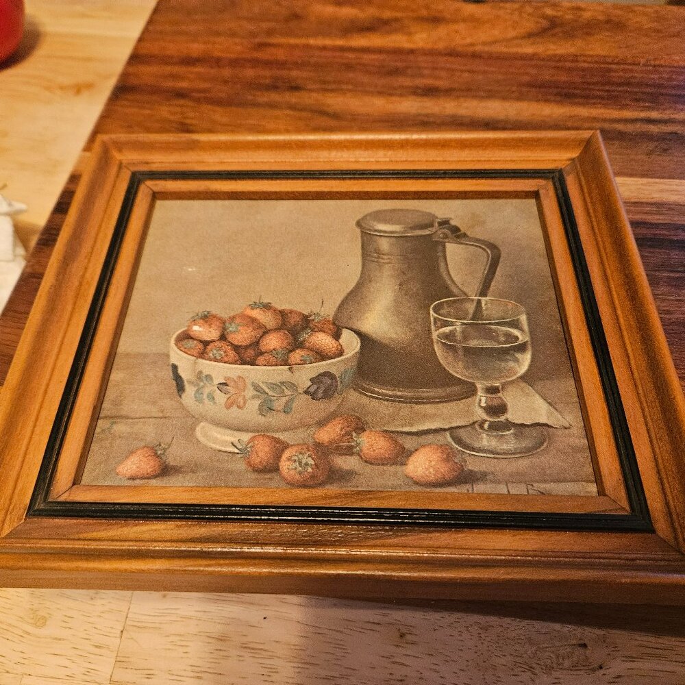 vintage Henk Bos still life fruit framed small pic 1958-59 7x7 for small space